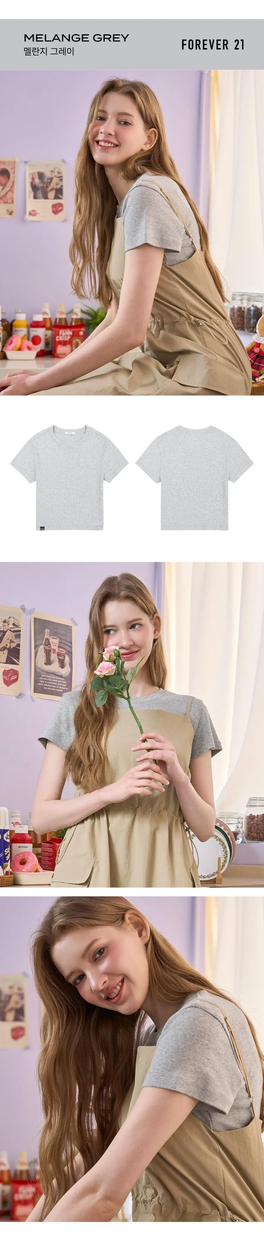 포에버21 여성 크롭 반소매 티셔츠 (4colors) 상세페이지 4