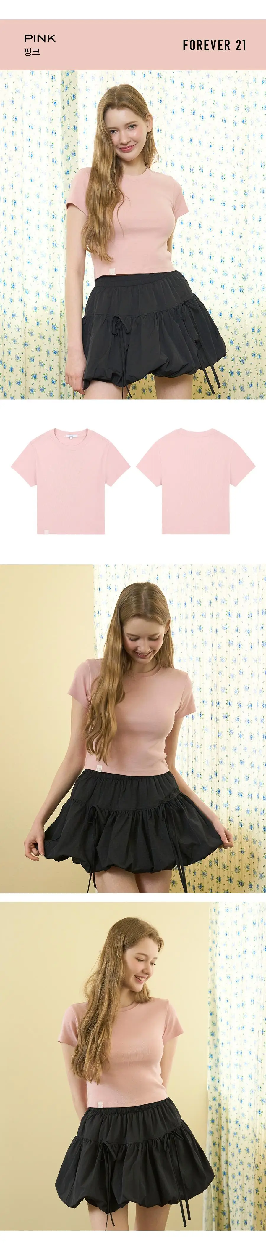 포에버21 여성 크롭 반소매 티셔츠 (4colors) 상세페이지 5