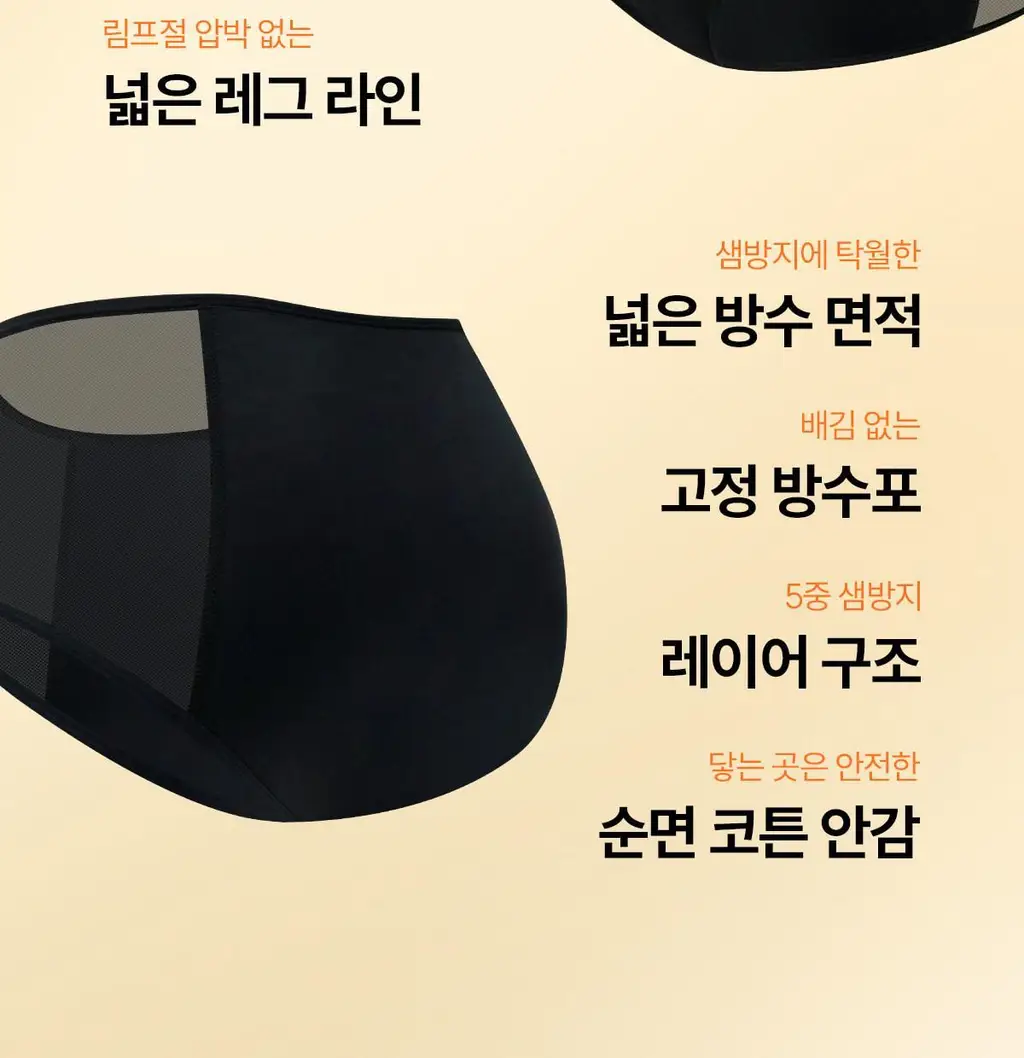 마른파이브 스밈 흡수형 메쉬 위생팬티 블랙 (XS-XL) 상세페이지 27