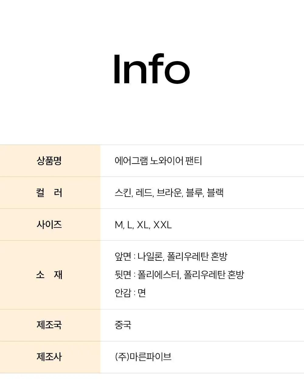마른파이브 에어그램 햄라인 팬티 M~L (블랙/스킨/브라운/블루) 상세페이지 50