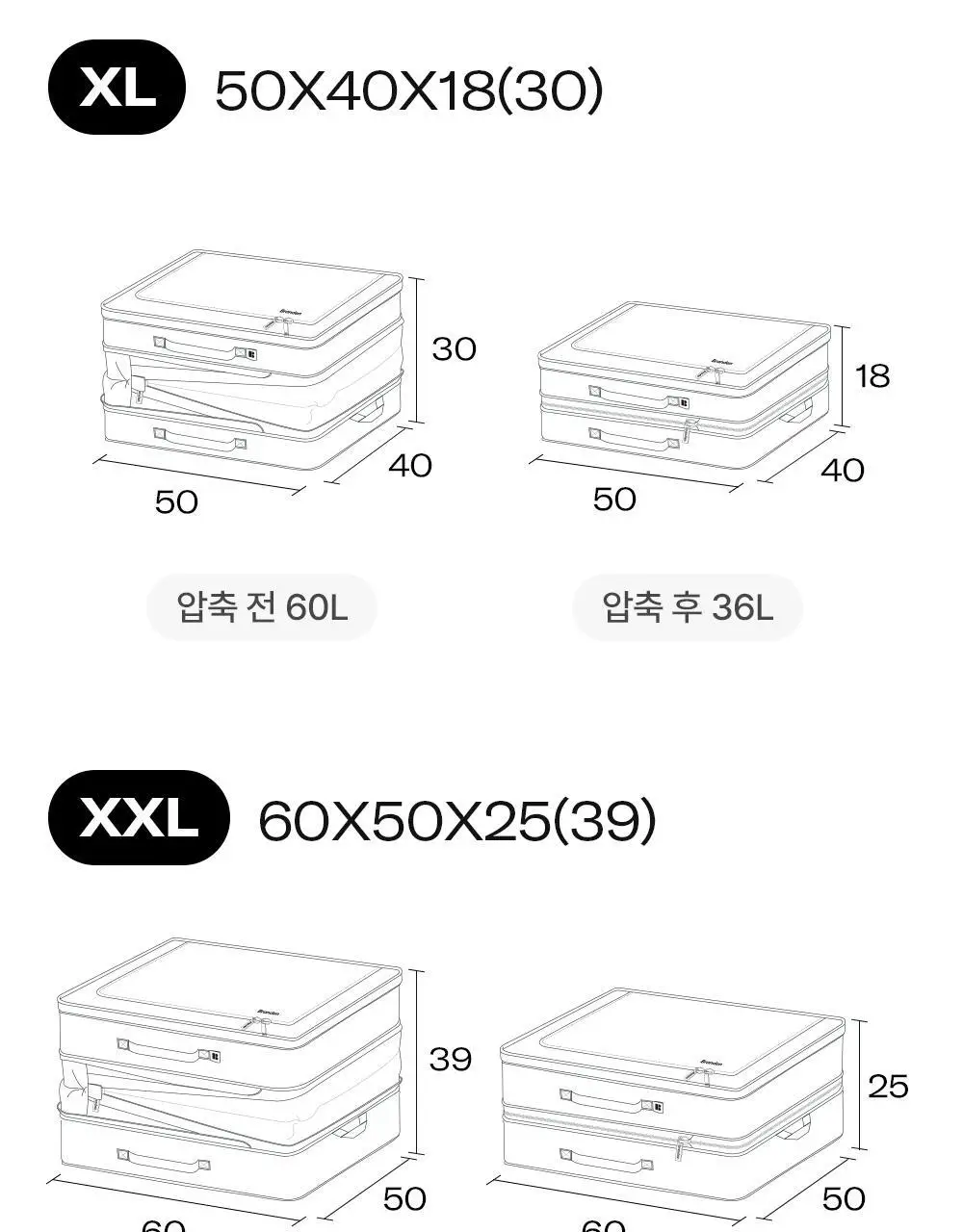 브랜든 여행 압축 파우치 세트 28/24/20인치 베스트 세트 상세페이지 46