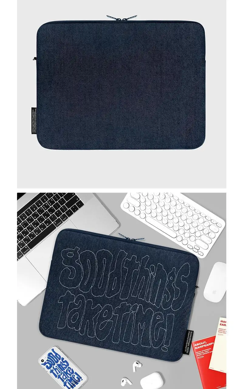 GOOD THINGS TAKE TIME-DENIM(노트북파우치) 상세페이지 3
