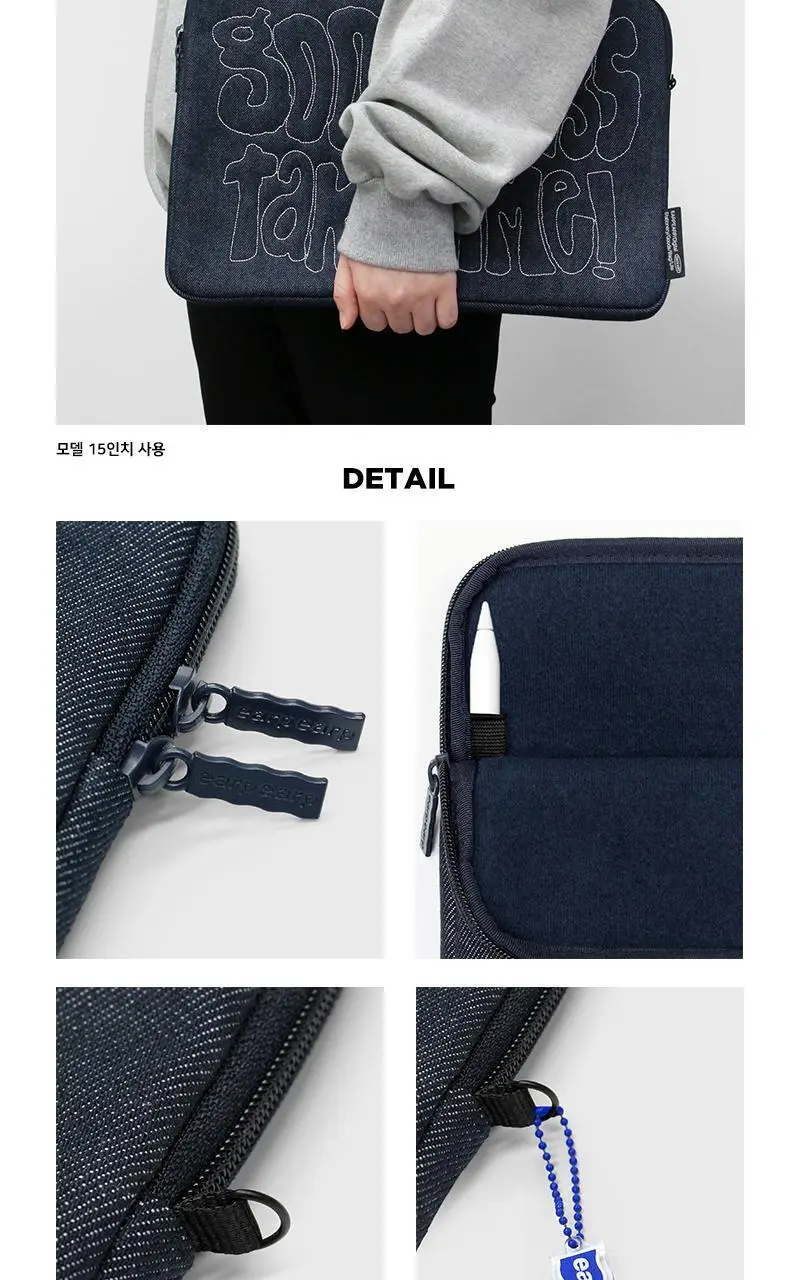 GOOD THINGS TAKE TIME-DENIM(노트북파우치) 상세페이지 7