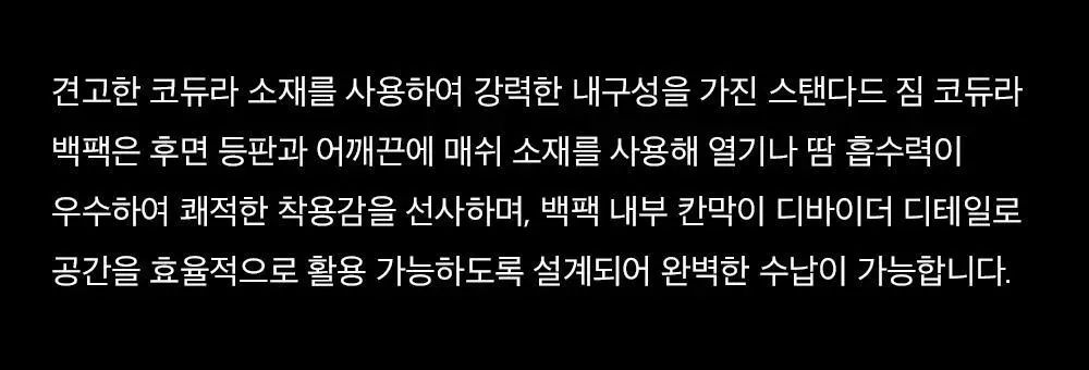 HDEX 스탠다드 짐 코듀라 백팩 2.0 36L 블랙 상세페이지 5