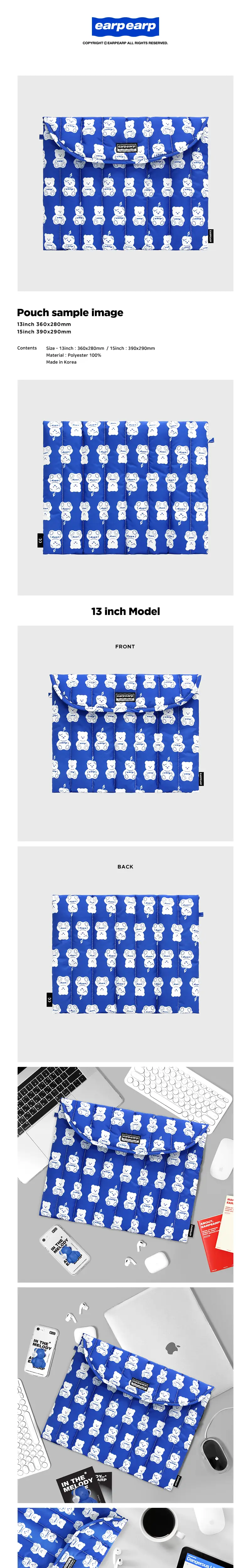 LITTLE FACO PATTERN-BLUE(노트북 패딩파우치) 상세페이지 2