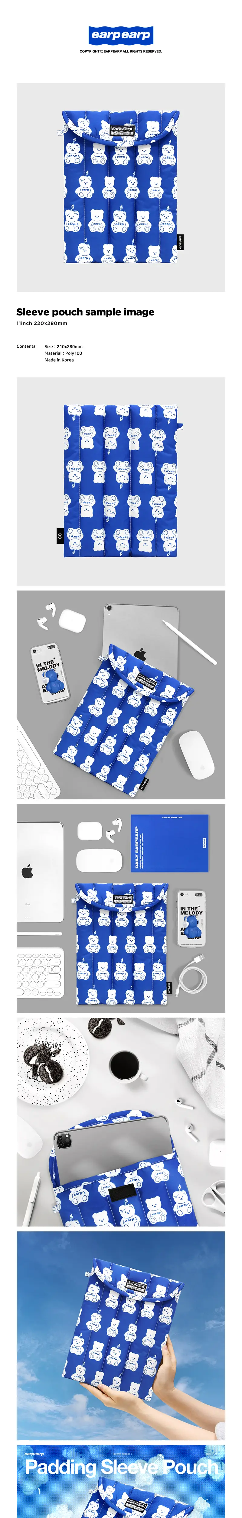 LITTLE FACO PATTERN-BLUE(11인치 패딩파우치) 상세페이지 2