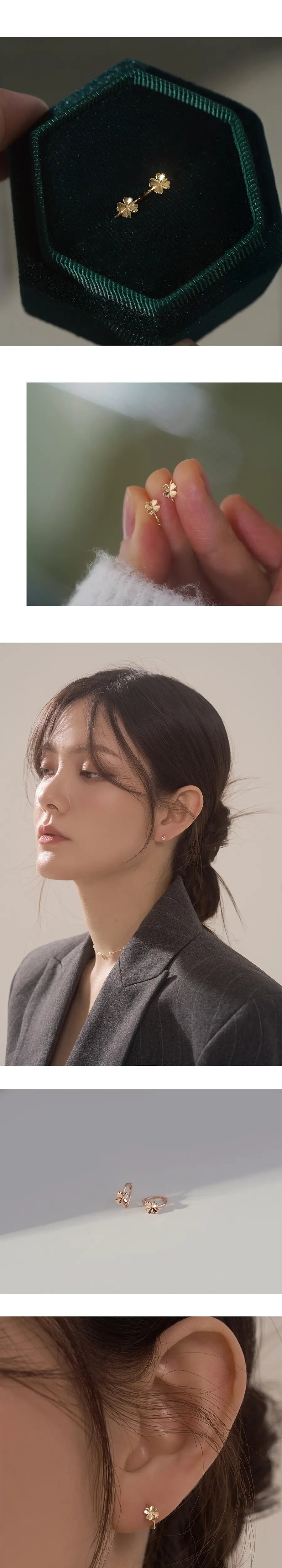 더블유비엘 10k 레노 행운의 클로버 원터치 링귀걸이 상세페이지 6