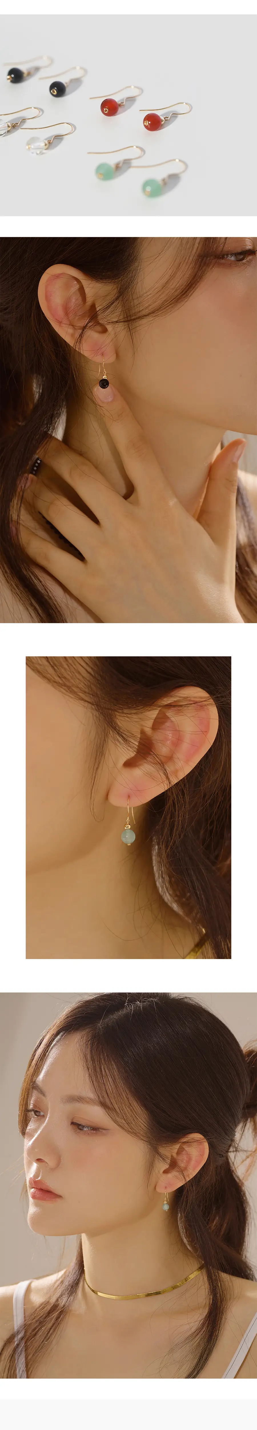 더블유비엘 14k 골드필드 누르 천연석 드롭 귀걸이 상세페이지 3
