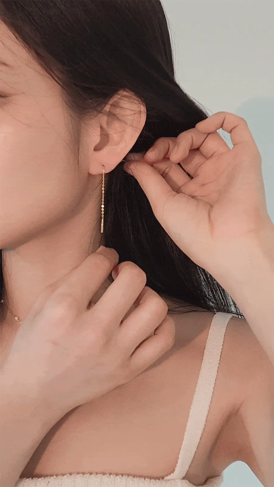 더블유비엘 14k 골드필드 레리 체인 드롭 귀걸이 상세페이지 2