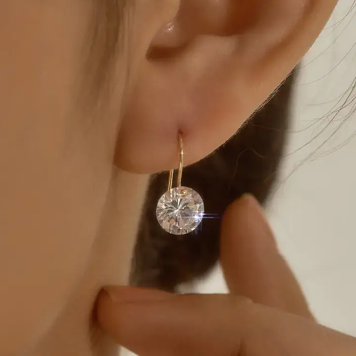 더블유비엘 14k 골드필드 엘리시아 큐빅 드롭 귀걸이