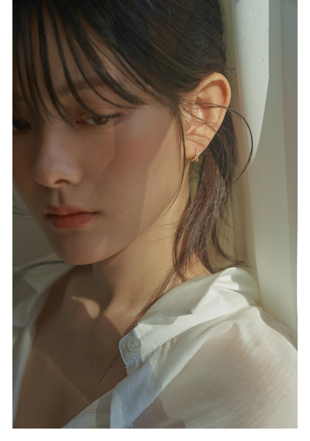 더블유비엘 14k post 그레이스 엑스 원터치 링 귀걸이 상세페이지 5