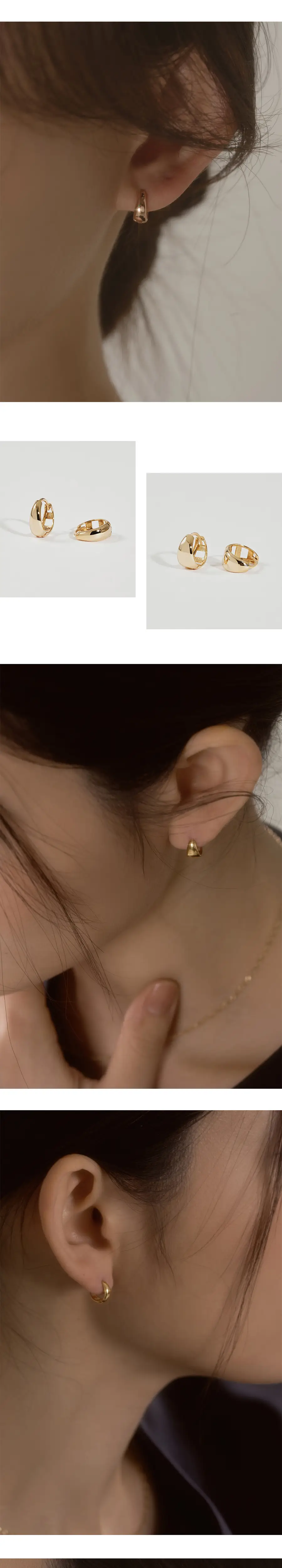 더블유비엘 14k post 라우드 원터치 링귀걸이 상세페이지 3