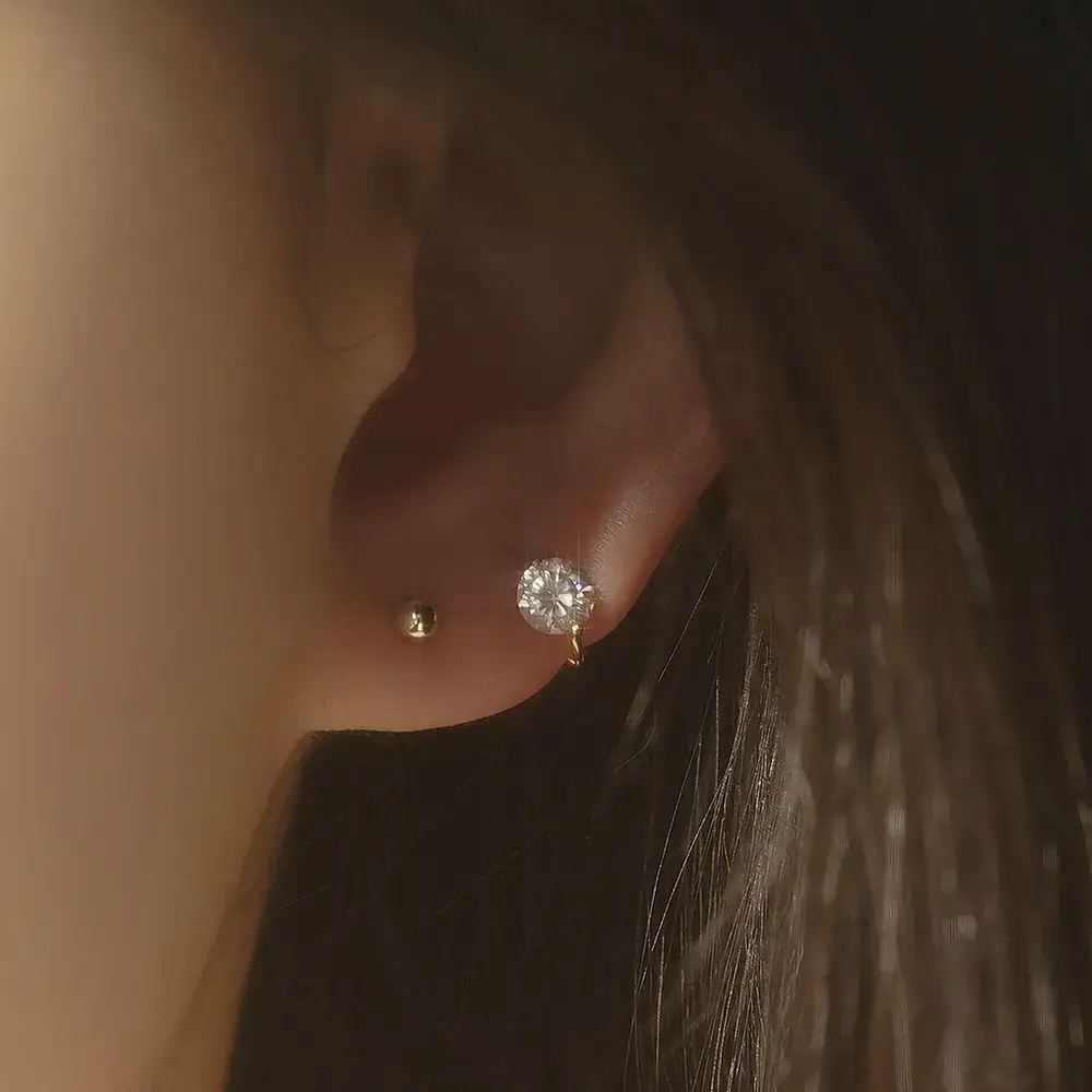 더블유비엘 14k post 로아 원터치 링귀걸이