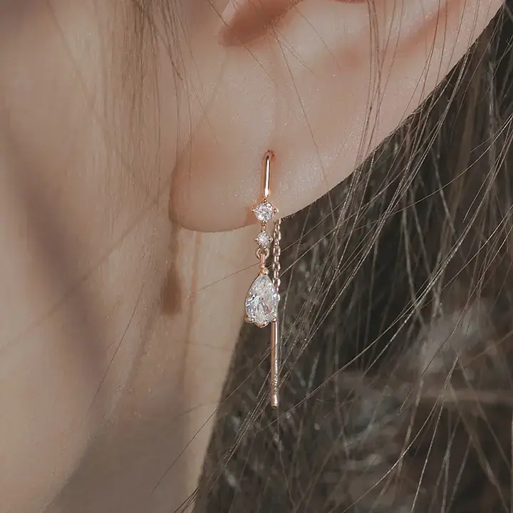 더블유비엘 14k post 로즈마리 드롭 귀걸이