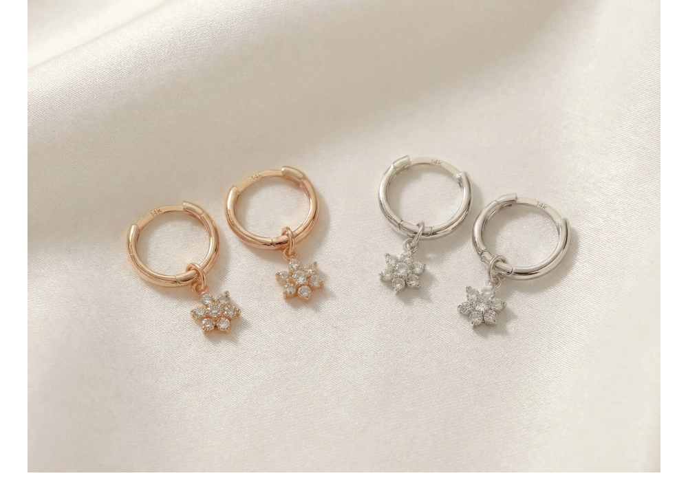 더블유비엘 14k post 블룸 플라워 원터치 링 귀걸이 상세페이지 8