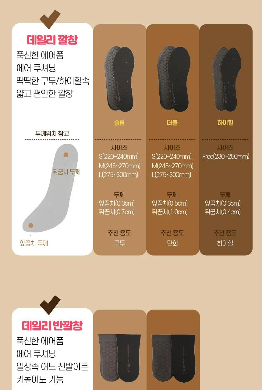 포렉스 더블 메모리폼 쿠션 데일리 깔창 (S/M/L) 상세페이지 47