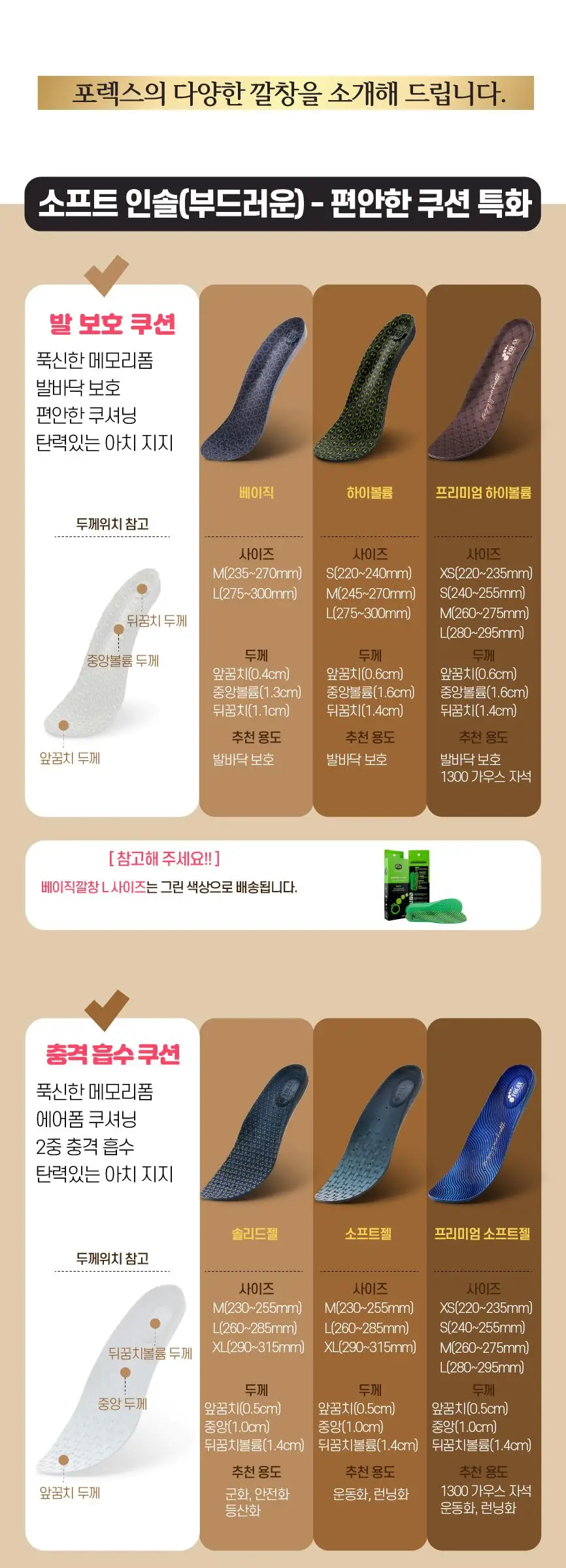 포렉스 소프트젤 부드러운 2Way 쿠션 에어 아치 서포터 깔창 (M/L/XL) 상세페이지 49