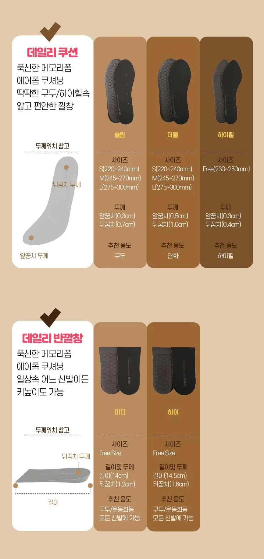 포렉스 소프트젤 부드러운 2Way 쿠션 에어 아치 서포터 깔창 (M/L/XL) 상세페이지 50