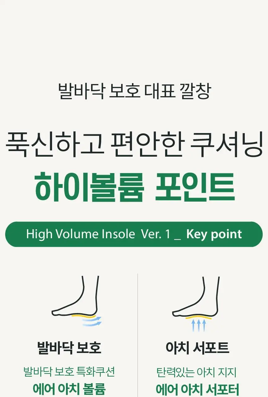 포렉스 하이볼륨 족저근막 보호 기능성 인솔 충격흡수 깔창 (S/M/L) 상세페이지 22