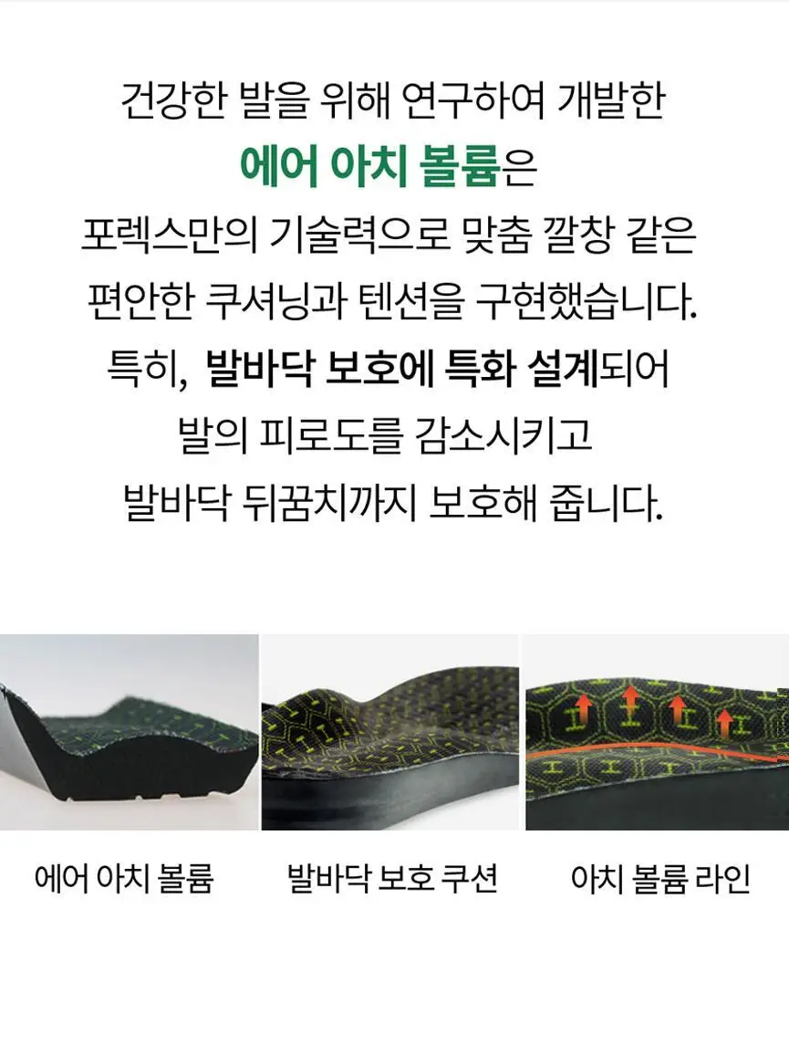 포렉스 하이볼륨 족저근막 보호 기능성 인솔 충격흡수 깔창 (S/M/L) 상세페이지 40