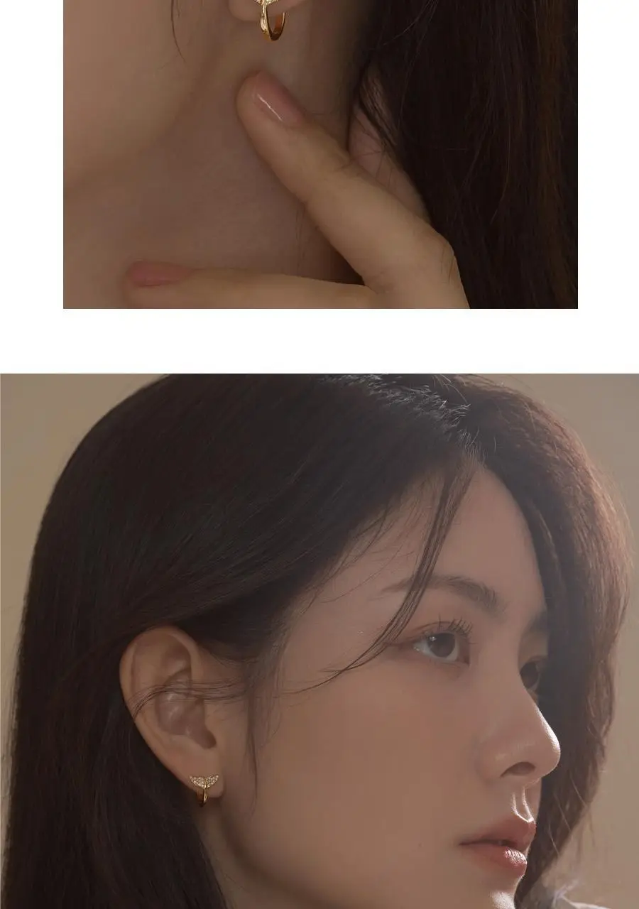 14k post 벨루가 모이사나이트 고래꼬리 원터치 링귀걸이 상세페이지 7
