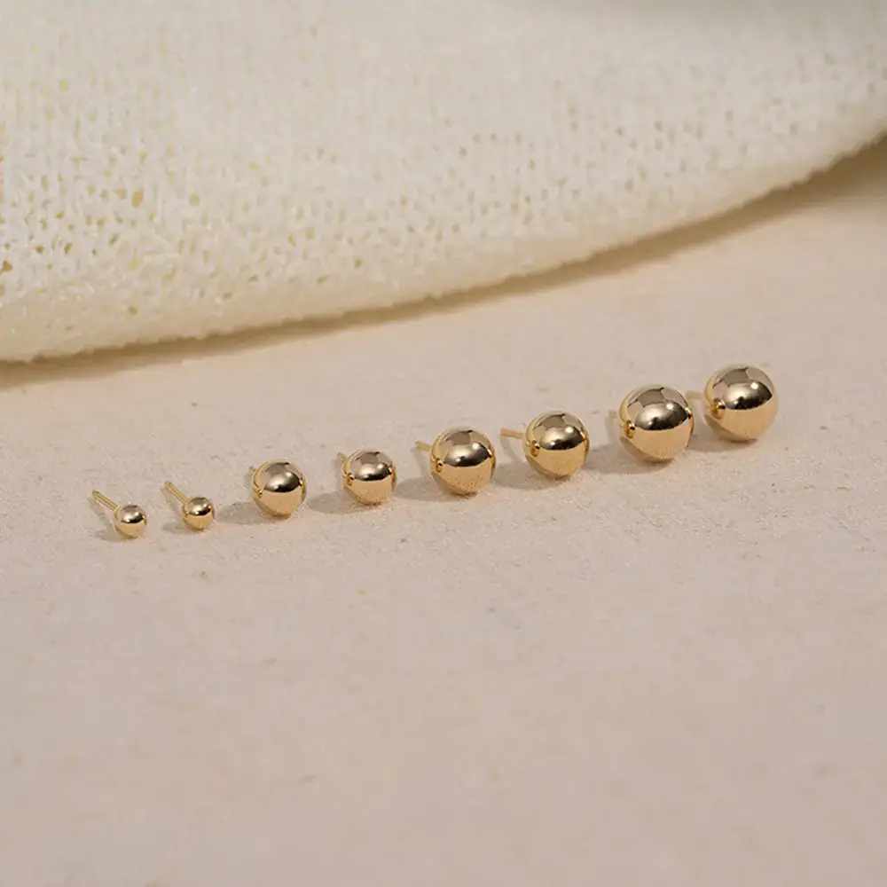 14kGold 한쪽 베이직 금볼 귀걸이 2color