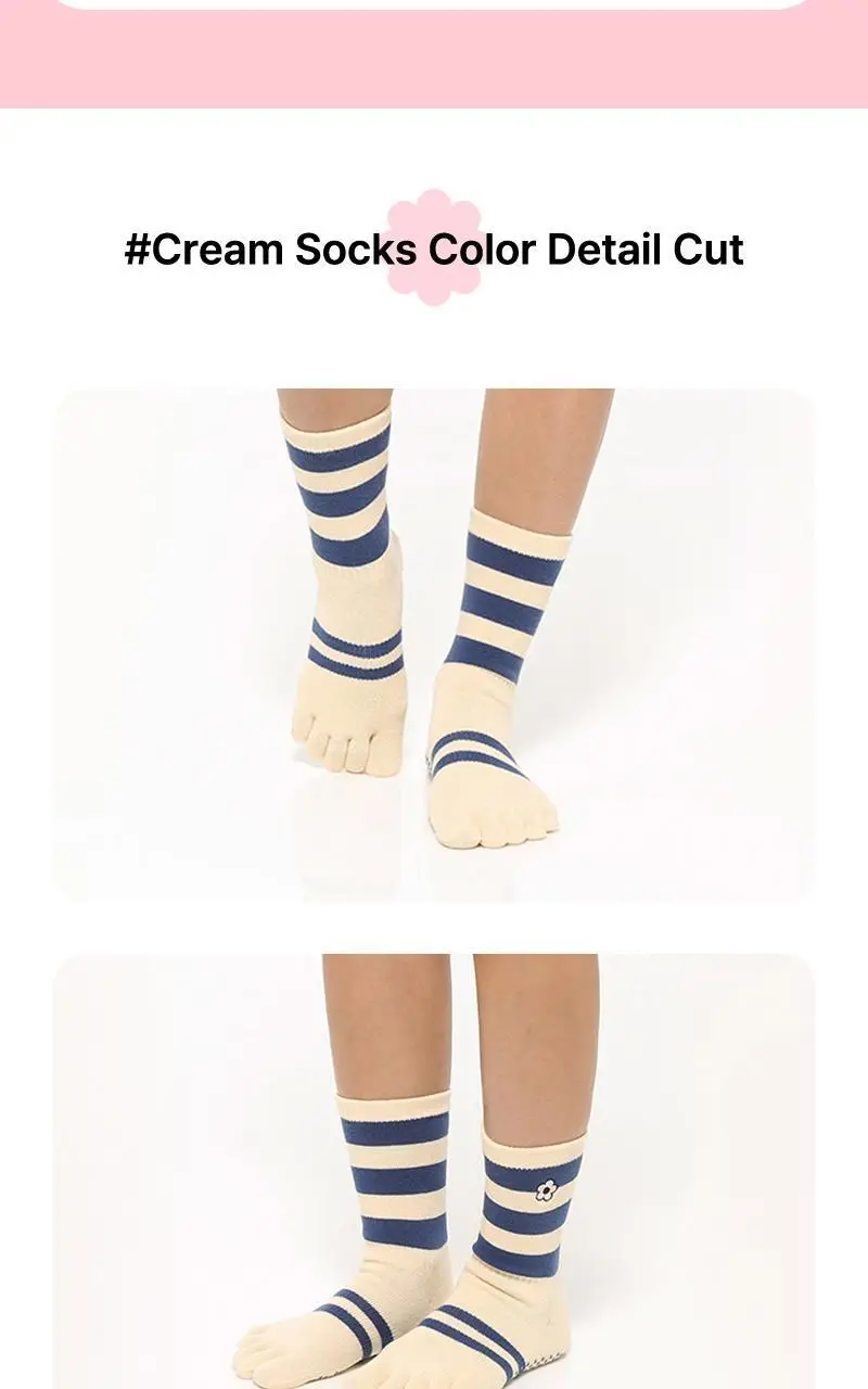 떰토 필라테스 미끄럼방지 발가락 양말 크림 중목 상세페이지 6