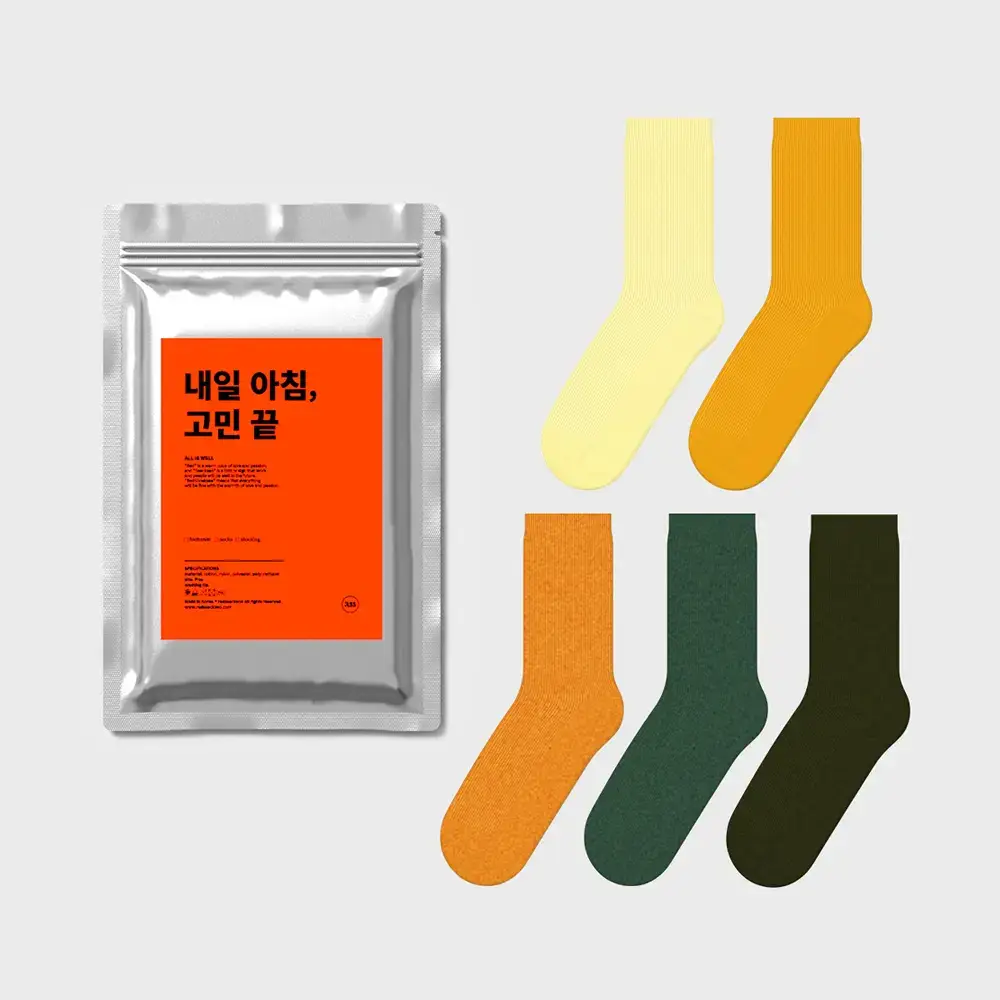 레드싹수 스트레치 중목 골지 양말 5켤레 컬러팩6