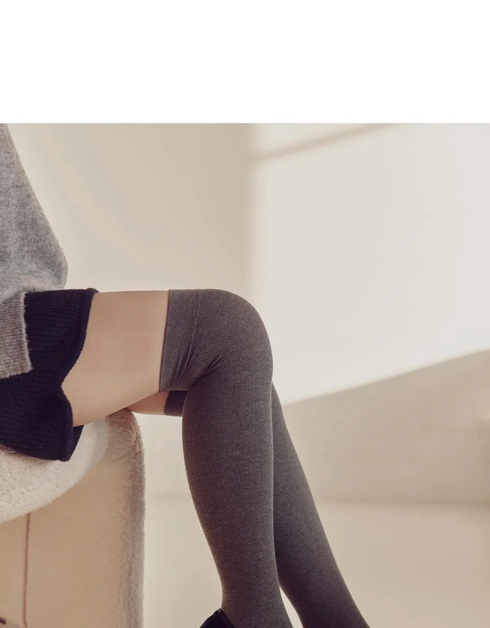 마른파이브 넉넉 소프트 코튼 니삭스 5colors (블랙/차콜/그레이/베이지/아이보리)(숏, 롱) 상세페이지 16