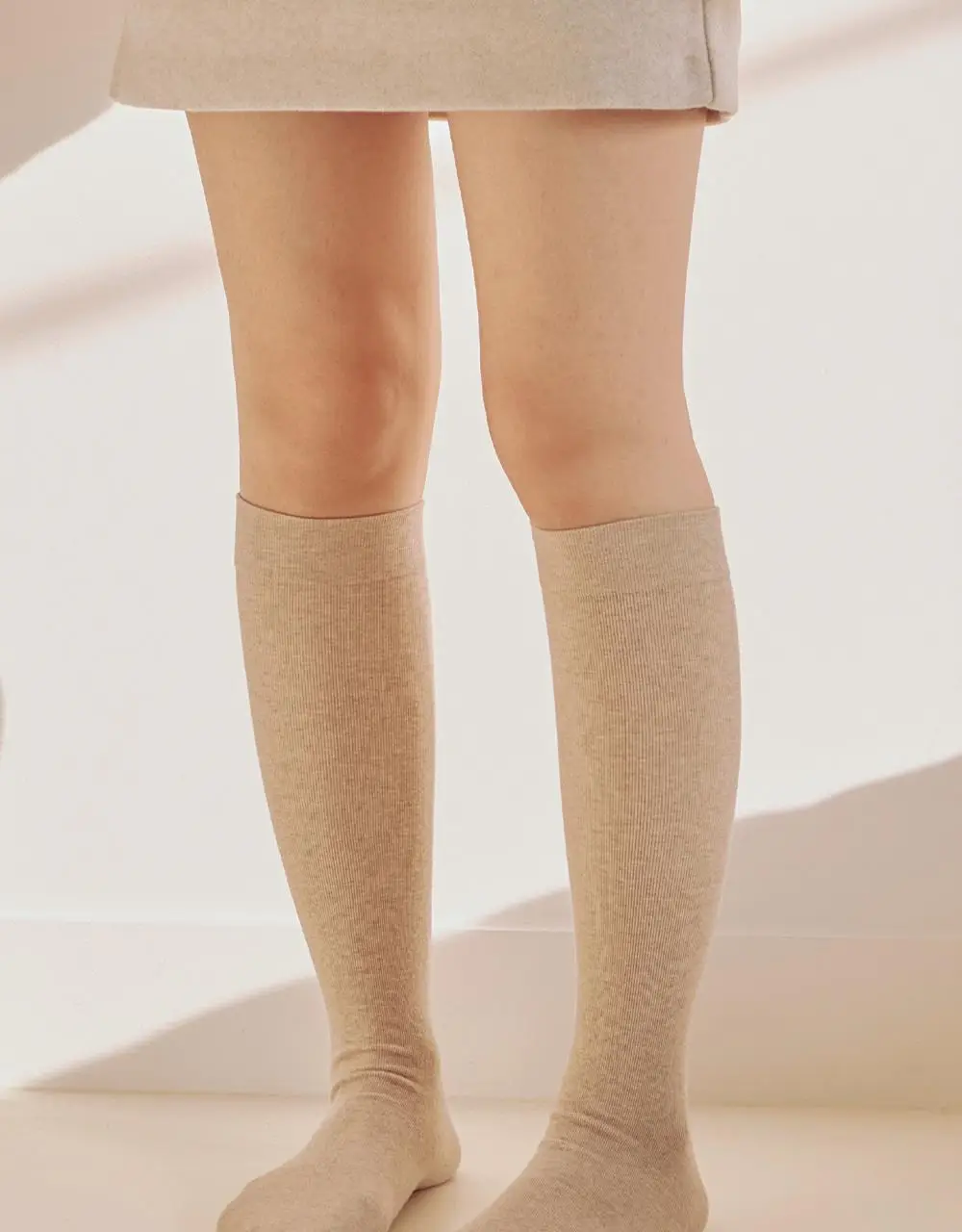 마른파이브 넉넉 소프트 코튼 니삭스 5colors (블랙/차콜/그레이/베이지/아이보리)(숏, 롱) 상세페이지 34