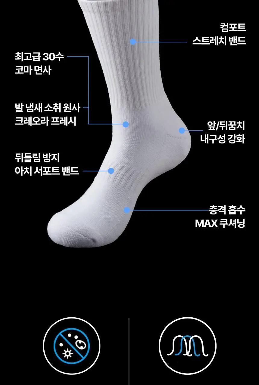 삭피엔스 데오프리 MAX 쿠션 퍼포먼스 러닝 스포츠 밴드 공용 크루삭스 3colors 상세페이지 7