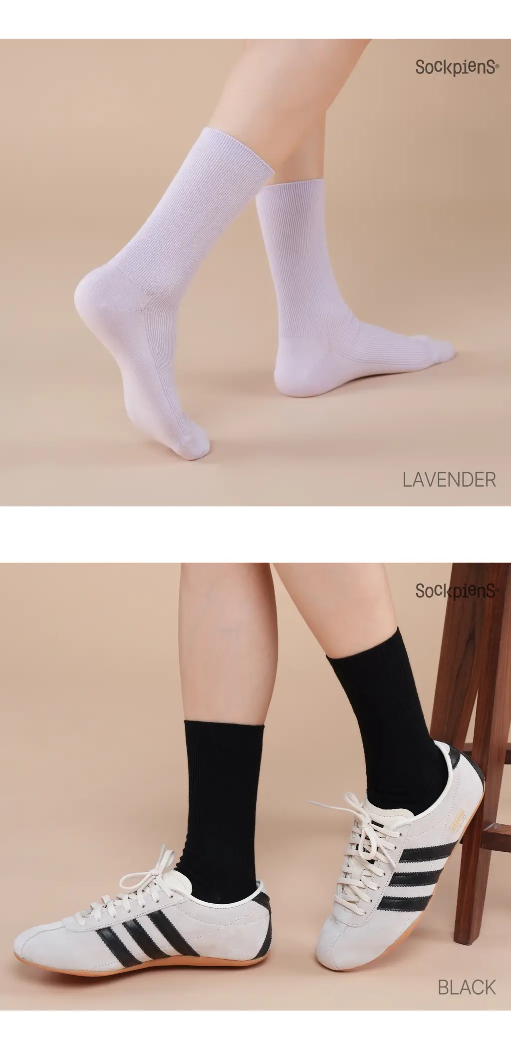 삭피엔스 발목이 가늘어 보이는 컬러 골지 여성 양말 5켤레 3colors (숏/롱) 상세페이지 14