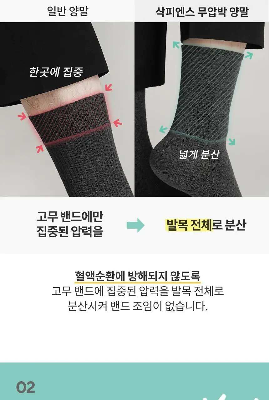 삭피엔스 밴드 조임없는 무압박 무지 남성 양말 8켤레 4type 상세페이지 18