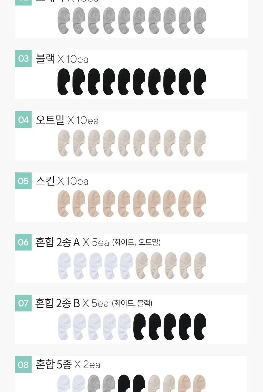 삭피엔스 절대 안벗겨지는 앞코보강 공용 페이크삭스 10켤레 5colors (S/M/L) 상세페이지 11