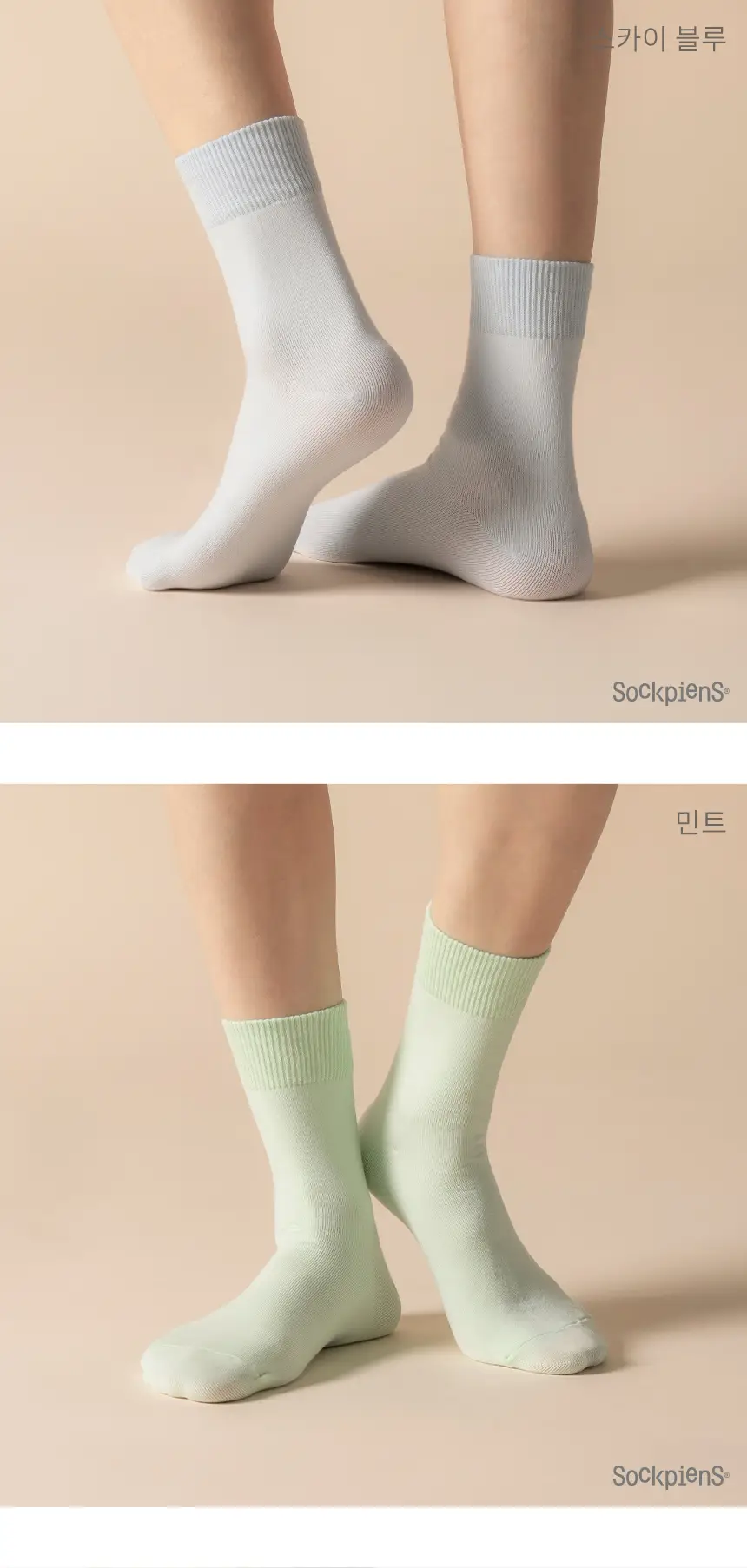 삭피엔스 컬러가 예쁜 베이직 중목 무지 여성 양말 8켤레 5type 상세페이지 18