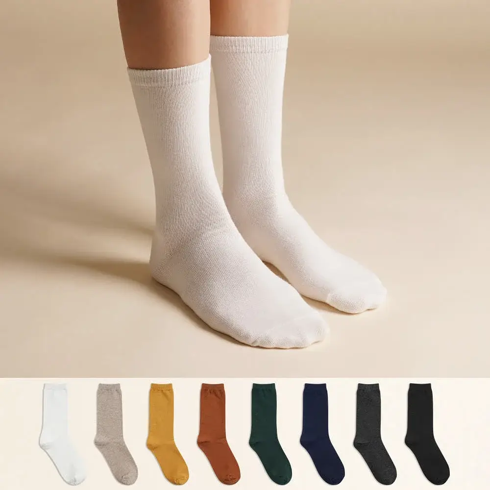 삭피엔스 20cm 톡톡한 긴목 무지 여성 양말 8켤레 3colors (화이트/블랙/베이지)