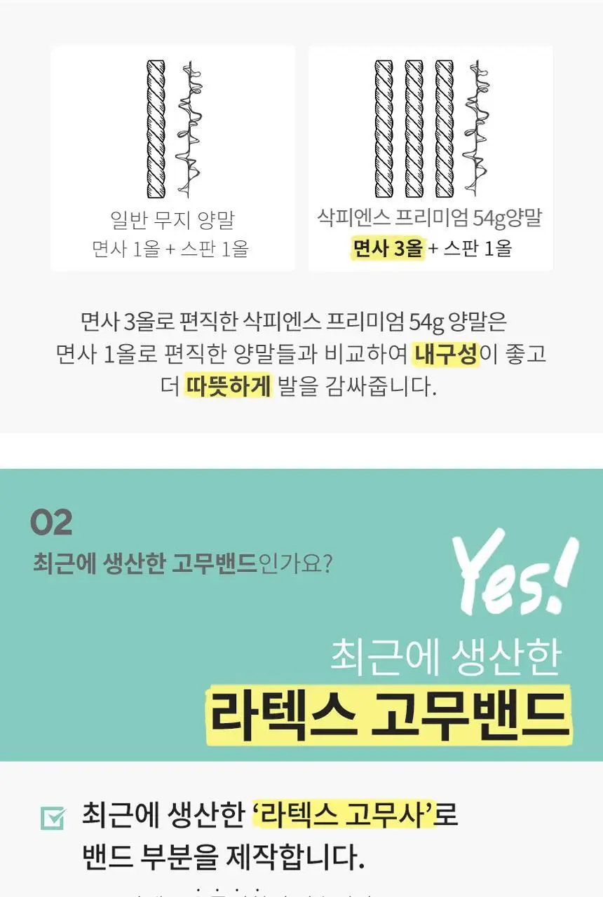 삭피엔스 54g 프리미엄 무지 두꺼운 남성 양말 5켤레 3colors (화이트/블랙/차콜) 상세페이지 13