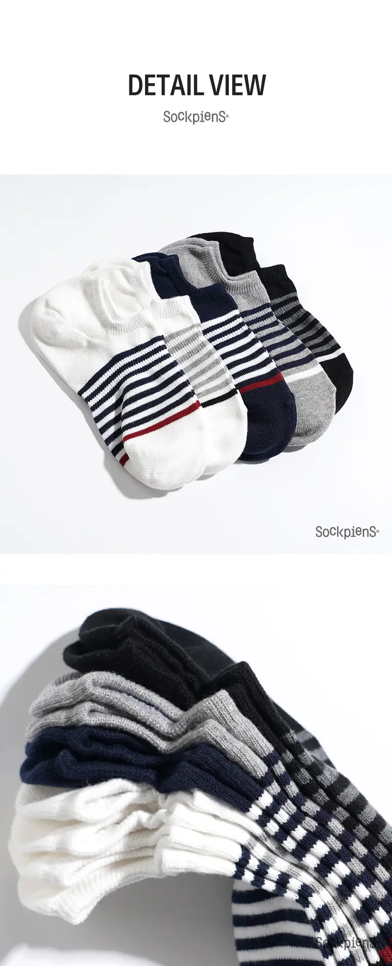 삭피엔스 90도 직각 스트라이프 남성 페이크삭스 5켤레 5colors 상세페이지 21