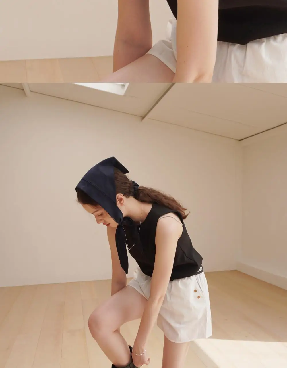 코지모지 실키 타이 보닛 스카프 3colors (네이비/블랙/아이보리) 상세페이지 16