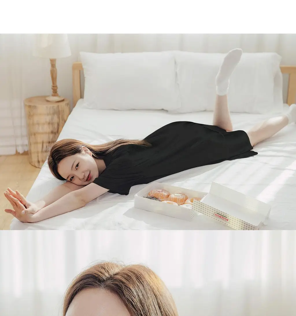 마른파이브 모달 베이직 롱 원피스 잠옷 (블랙/차콜/라이트그레이) 상세페이지 6