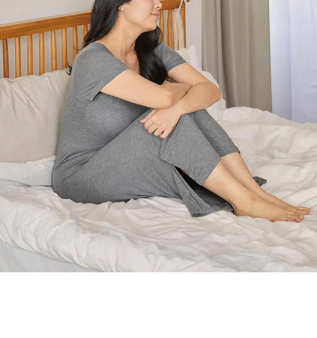 마른파이브 모달 브이넥 롱 원피스 잠옷 (블랙/차콜/라이트그레이) 상세페이지 21