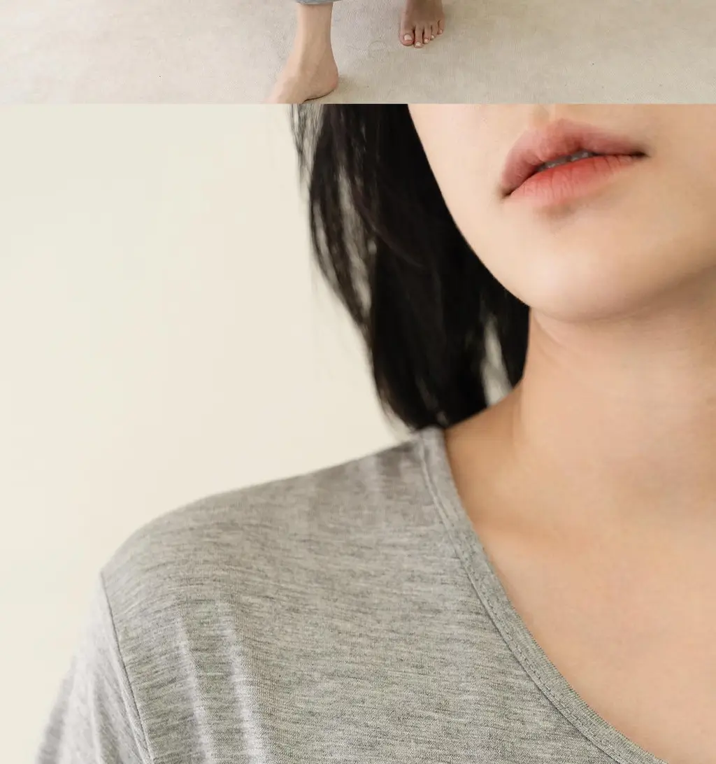 마른파이브 모달 브이넥 롱 원피스 잠옷 (블랙/차콜/라이트그레이) 상세페이지 34