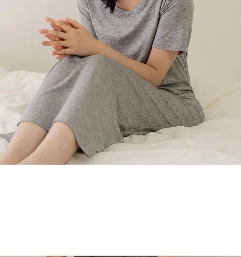 마른파이브 모달 브이넥 롱 원피스 잠옷 (블랙/차콜/라이트그레이) 상세페이지 96