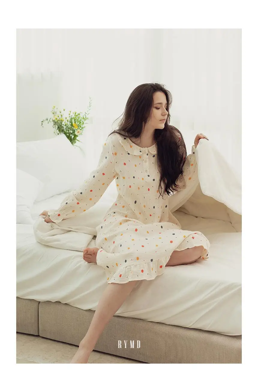 RYMD 힐링잠옷 라운드카라 컬러도트 요루면 원피스 홈웨어 상세페이지 5