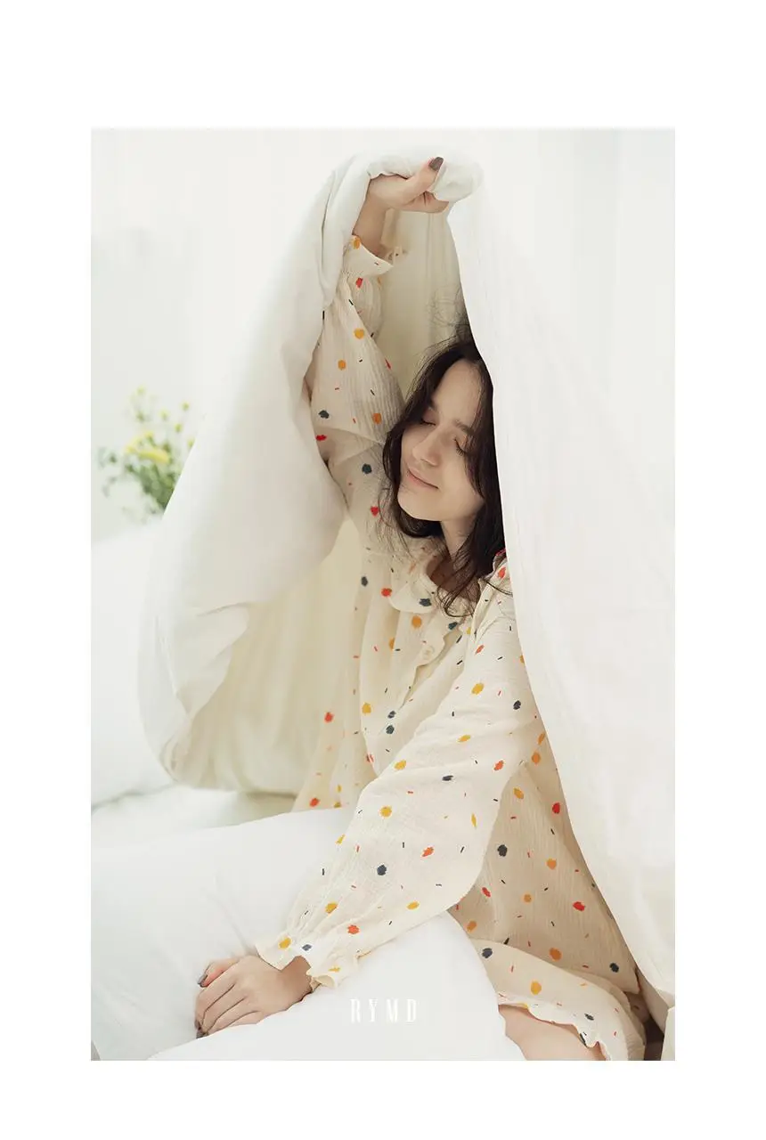 RYMD 힐링잠옷 라운드카라 컬러도트 요루면 원피스 홈웨어 상세페이지 6