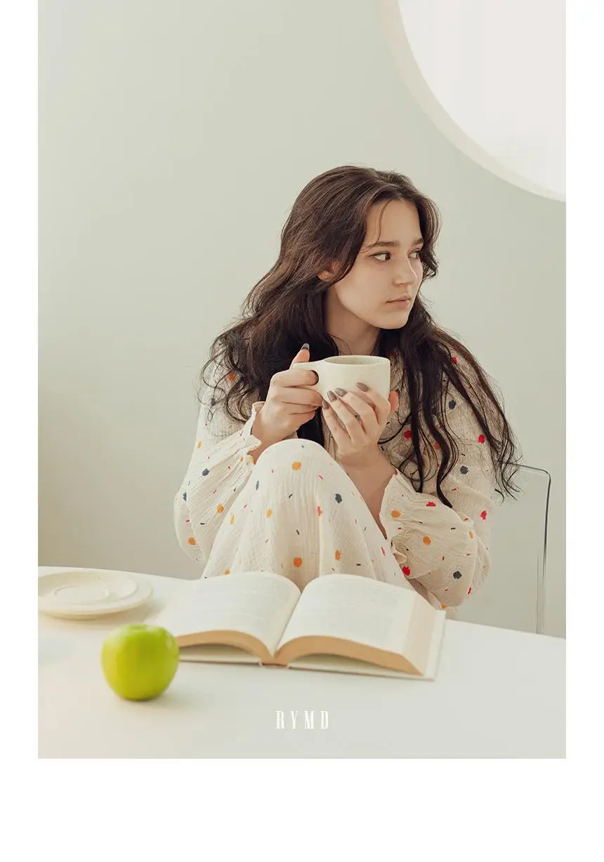 RYMD 힐링잠옷 라운드카라 컬러도트 요루면 원피스 홈웨어 상세페이지 11