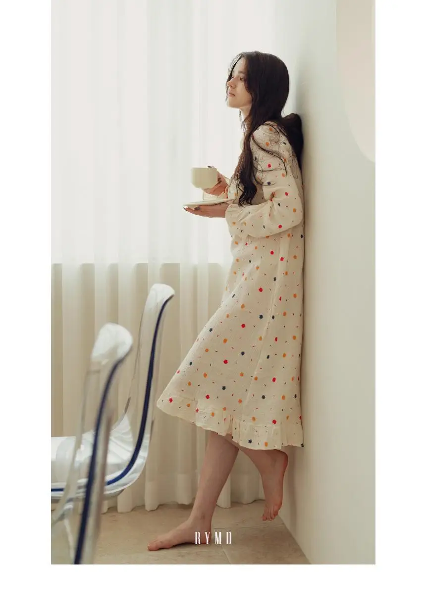 RYMD 힐링잠옷 라운드카라 컬러도트 요루면 원피스 홈웨어 상세페이지 15