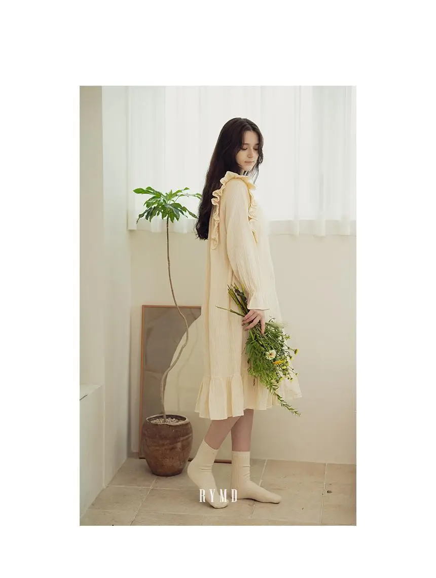 RYMD 힐링잠옷 스퀘어넥 프릴장식 옐로우 원피스 홈웨어 상세페이지 6