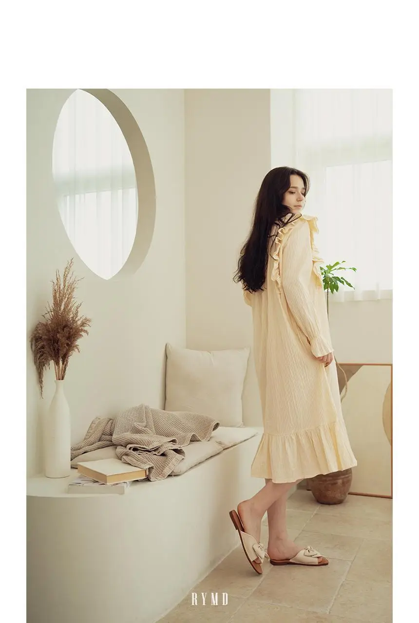 RYMD 힐링잠옷 스퀘어넥 프릴장식 옐로우 원피스 홈웨어 상세페이지 8