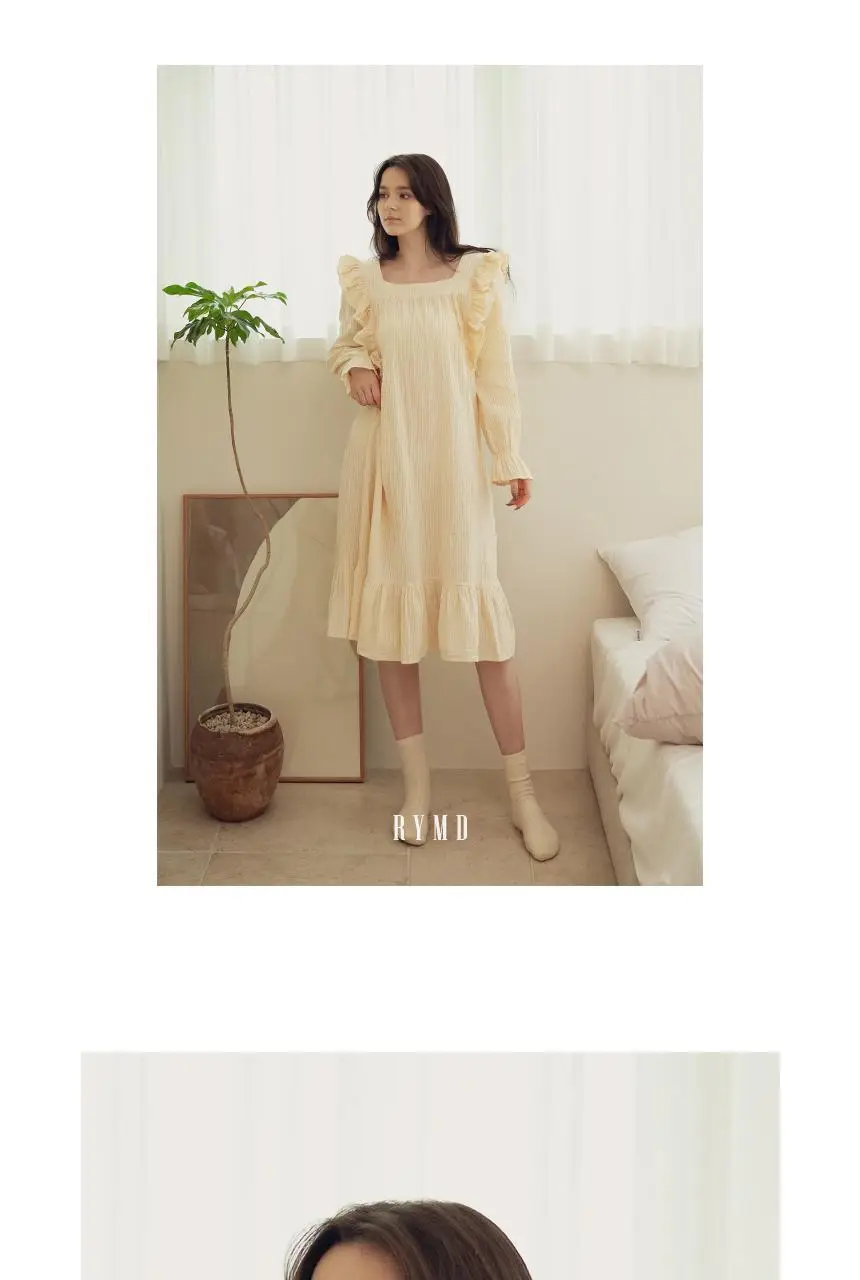 RYMD 힐링잠옷 스퀘어넥 프릴장식 옐로우 원피스 홈웨어 상세페이지 17